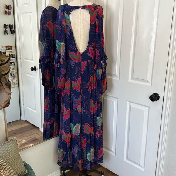 Farm Rio blue Shinny hearts print balloon sleeve maxi dress - Picture 15 of 16
